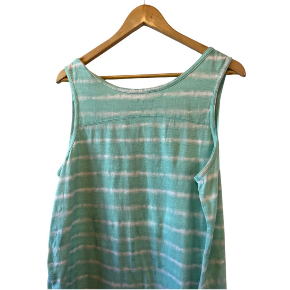 EDDIE BAUER Teal Striped Tie Dye Sleeveless Scoop Neck Casual Tank Top XL - Picture 4 of 7